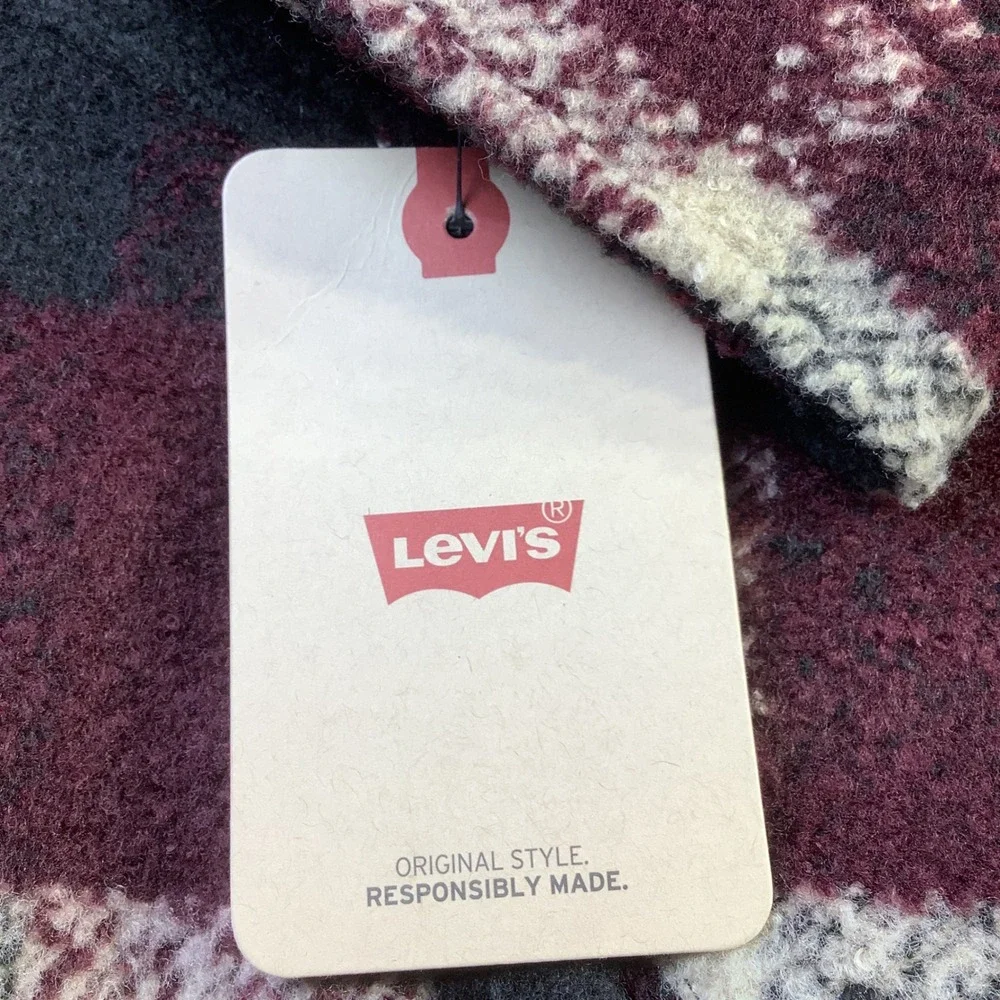 Levis Mens Wool Blend Sherpa Quilted Depot Jacket Black Wool Blend Size M NWT - Picture 4 of 16